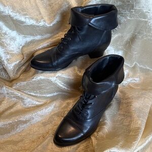 Spring Step Galil Black Leather Granny Boots Wm 39